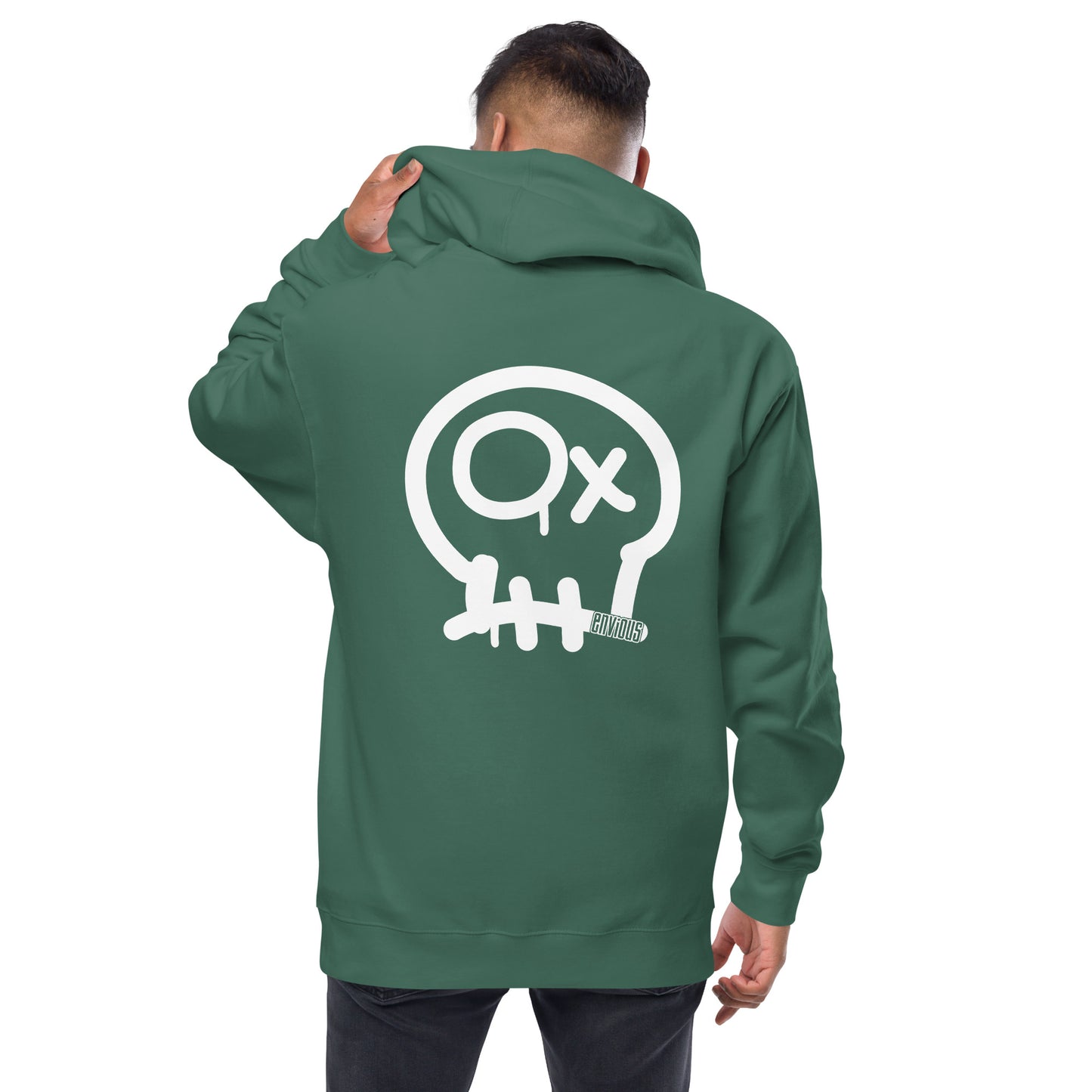 Envious Cursive Skully fleece zip up hoodie