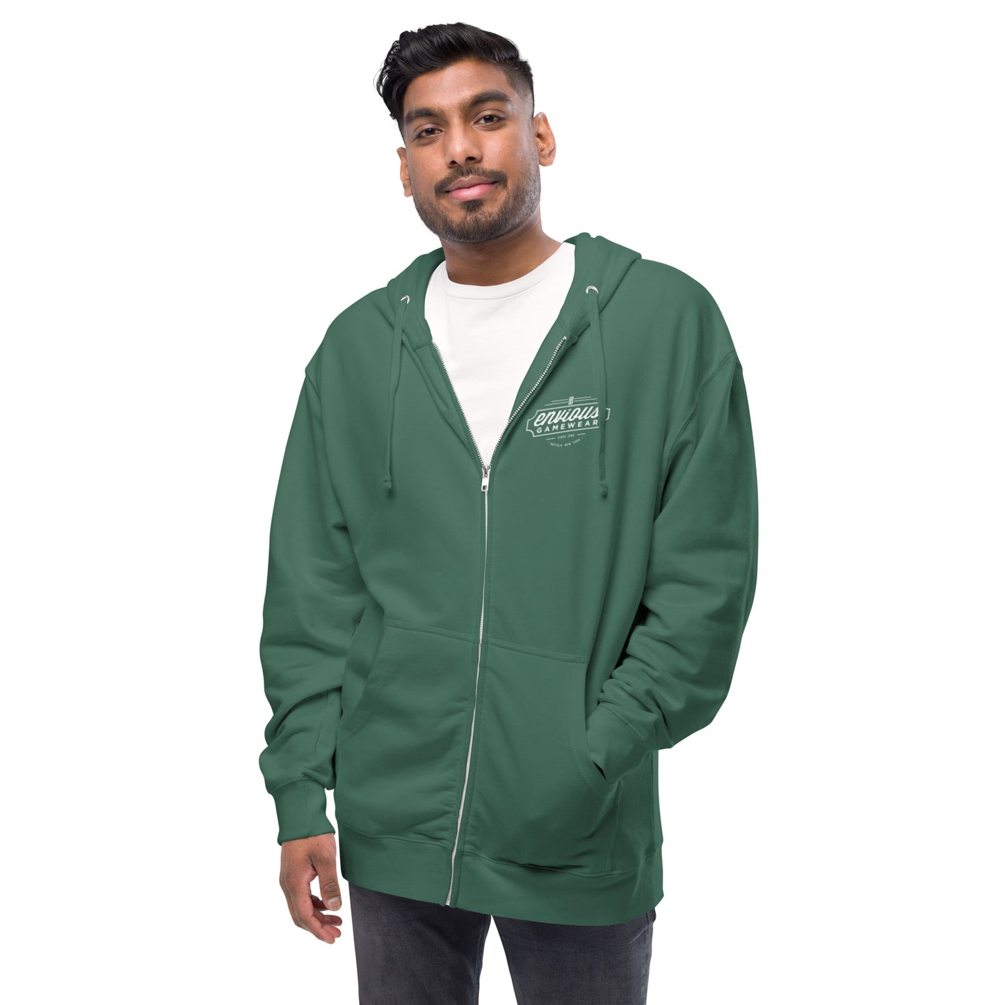 Envious Cursive Skully fleece zip up hoodie