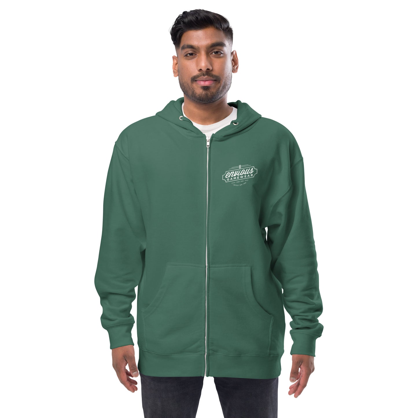 Envious Cursive Skully fleece zip up hoodie