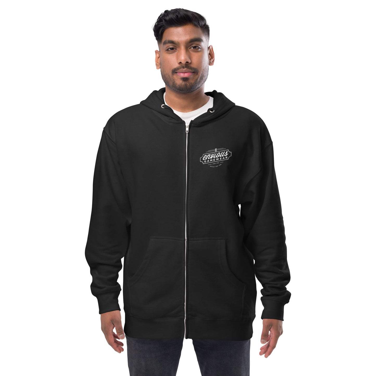 Envious Cursive Skully fleece zip up hoodie